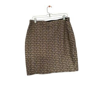 Geometric Patterned Black and Tan Skirt NWT
